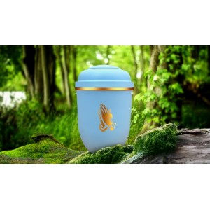 Biodegradable Cremation Ashes Funeral Urn / Casket - LIBERTY BLUE with PRAYING HANDS